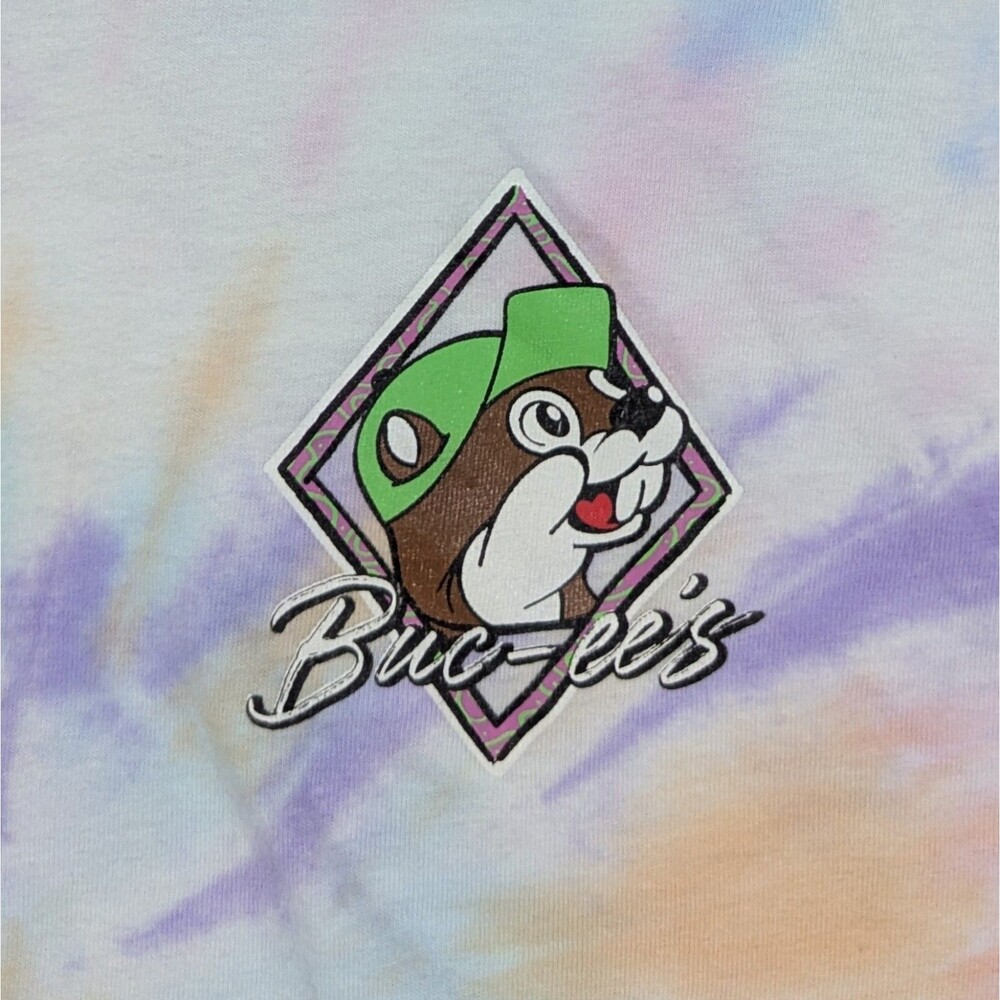 Buc-ee's T-Shirt Tie Dye No Worries 2-Sided Adult MEDIUM Pastel Retro 80s Vibe - Picture 3 of 5